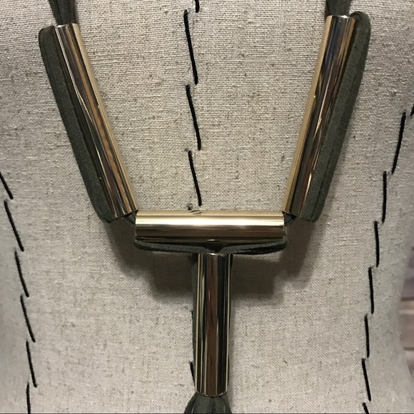 CHICOS Leather Multi Strand Gold Bar Necklace - Picture 3 of 5